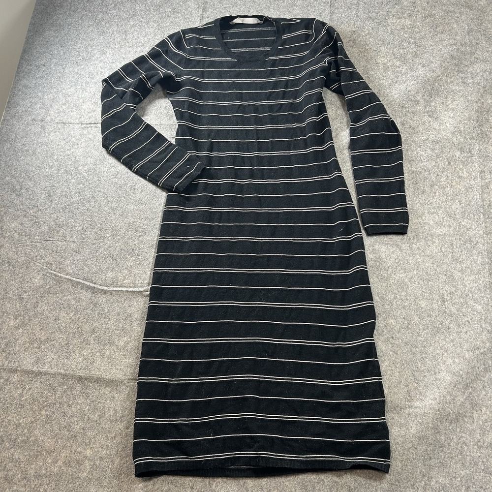 Athleta Sweater Weather Dress Womens Small Wool Blend Striped Midi Minimalist